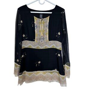 ECI New York Silk Y2K Empire Waist Long Sleeve Top Size M Fairy Feminine Sheer